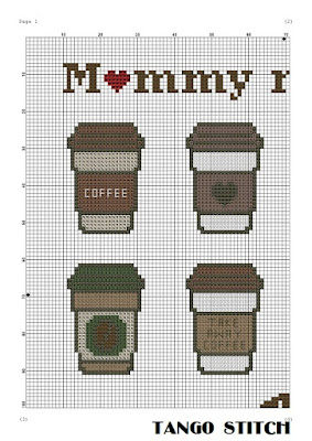 Mommy needs her coffee funny cross stitch embroidery pattern