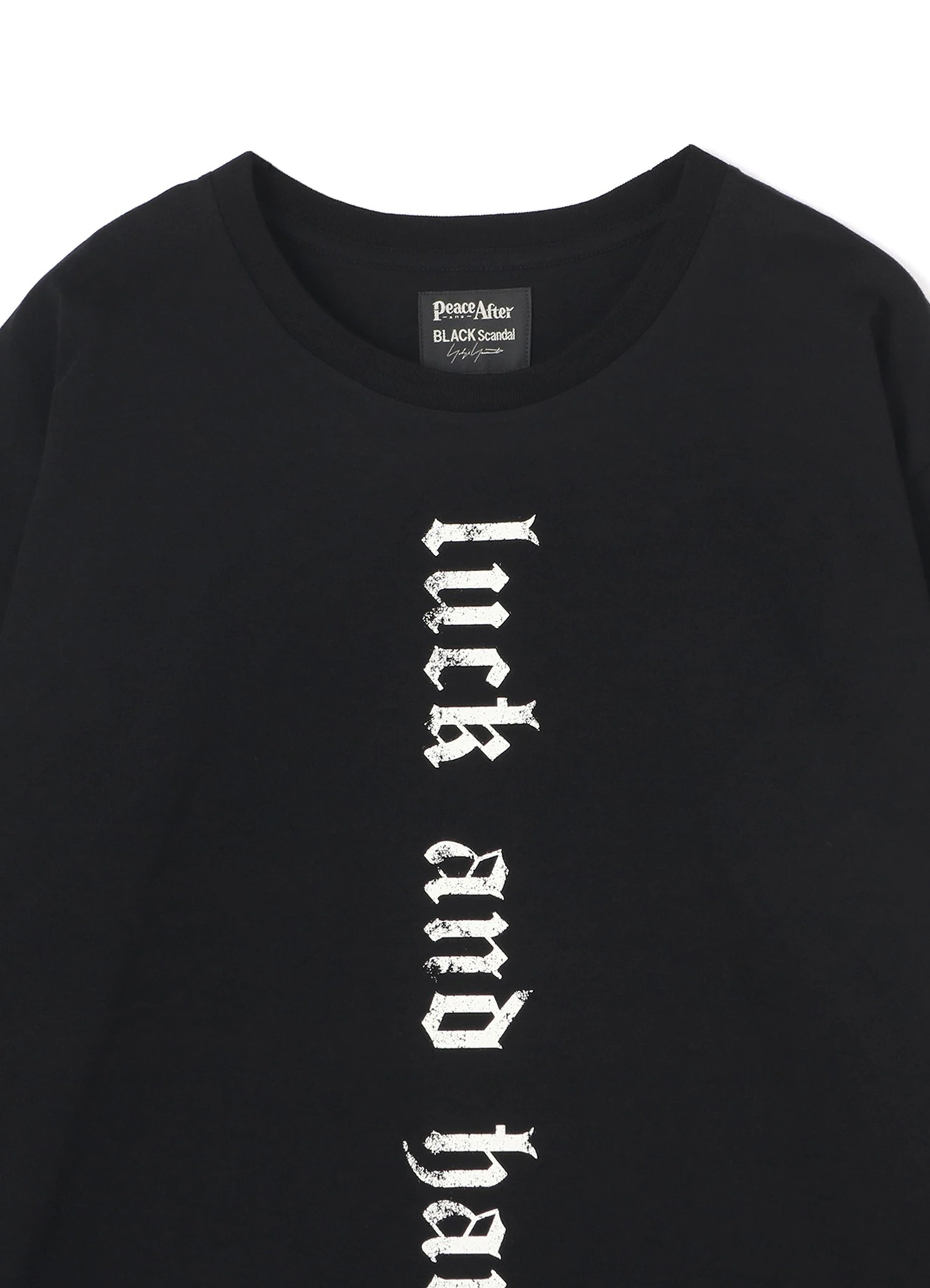 Yohji Yamamoto Black Scandal｜PEACE AND AFTER MESSAGE PRINT ROUND NECK HALF SLEEVES TEE HG-T36-993-1 US＄270