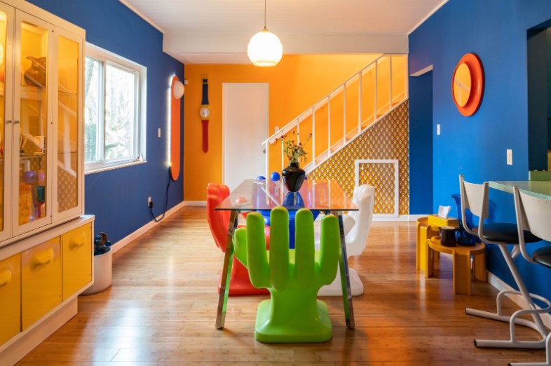 orange colour combination living room