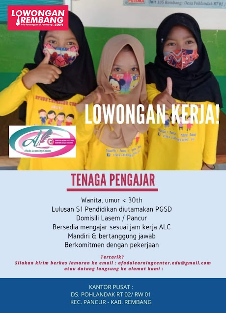 Lowongan Kerja Tenaga Pengajar Bimbingan Belajar Afada Learning Center Pohlandak Pancur Rembang