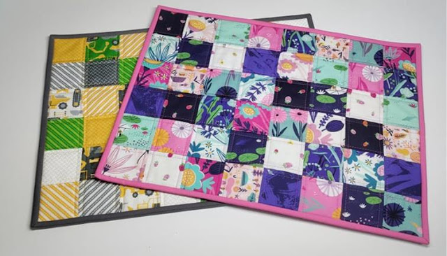Fabric patchwork quilted placemats for kids