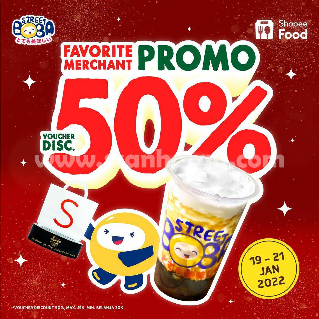 Street Boba Promo Favorite Merchant Diskon 50% via Shopeefood