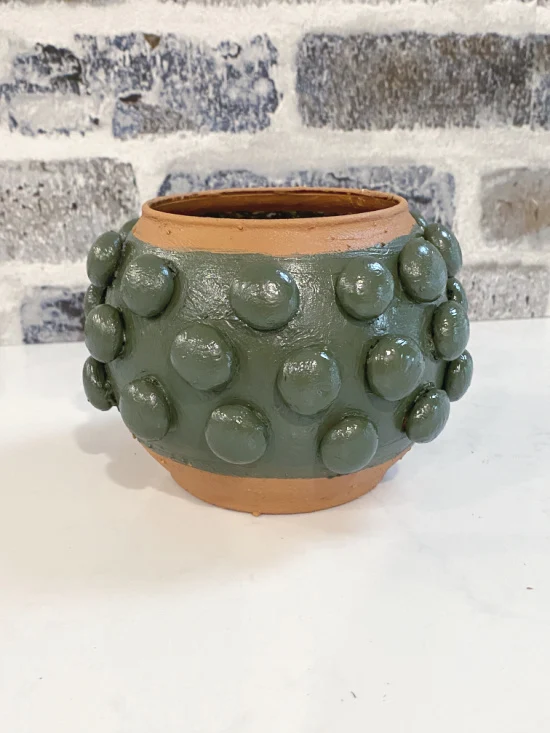 green textured vase