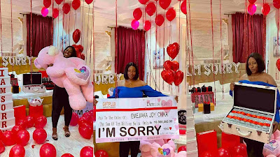 Man apologizes to lover with cheque of N10m, teddy bear, others