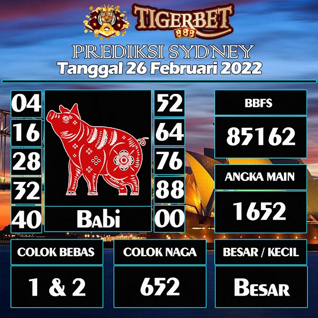 Prediksi Togel Sydney Tanggal 26 Februari 2022 Tigerbet888