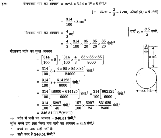 Solutions Class 10 गणित Chapter-13 (पृष्ठीय क्षेत्रफल एवं आयतन)