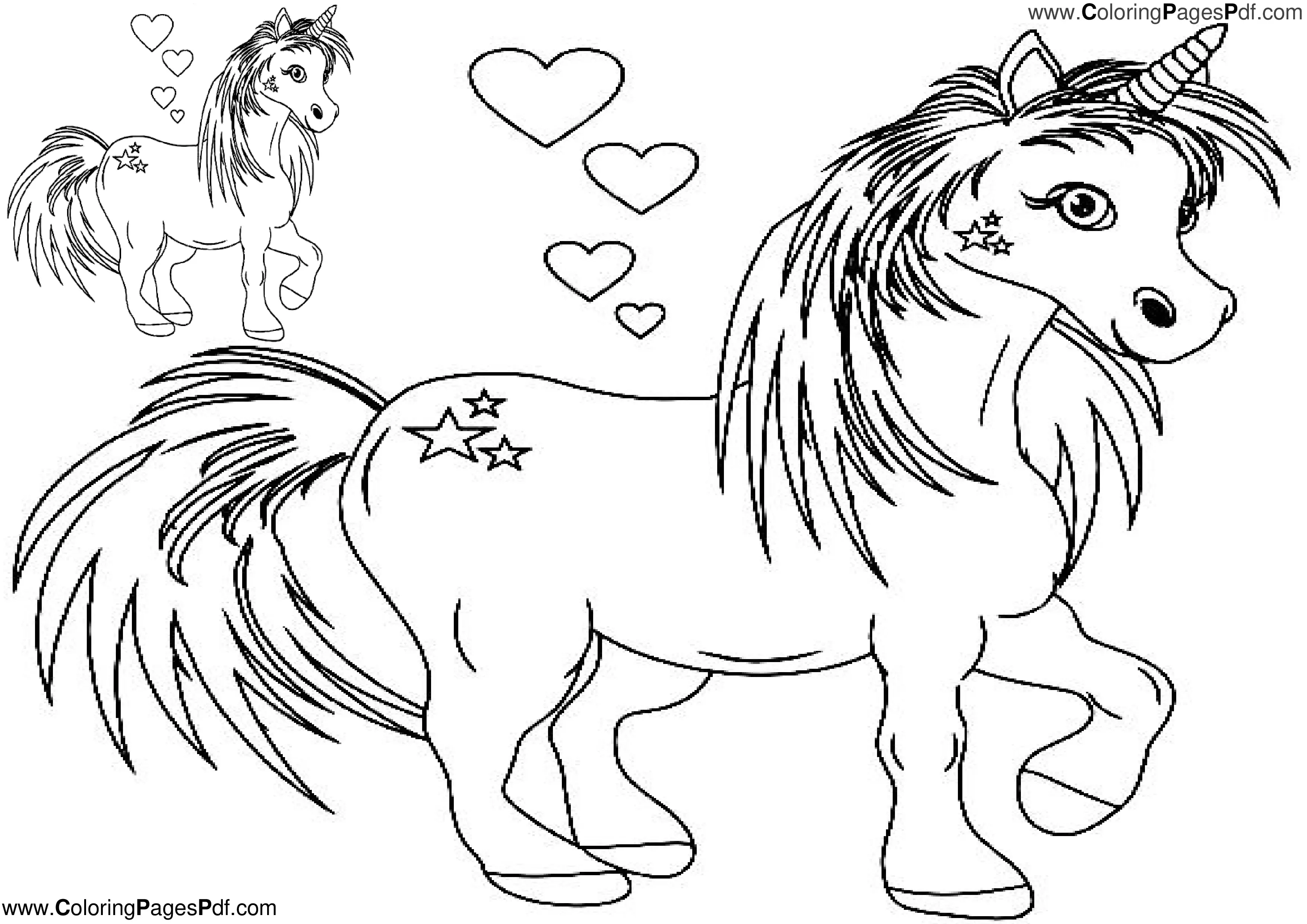 Printable Cute unicorn coloring pages