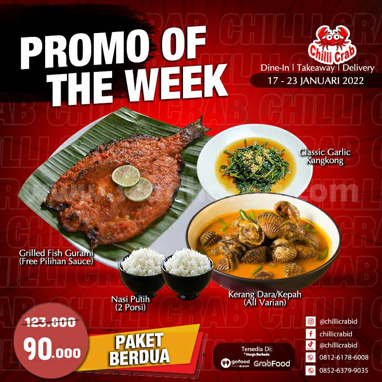Promo Chilli Crab Of The Week – Harga Spesial Paket Berdua hanya Rp.90.000