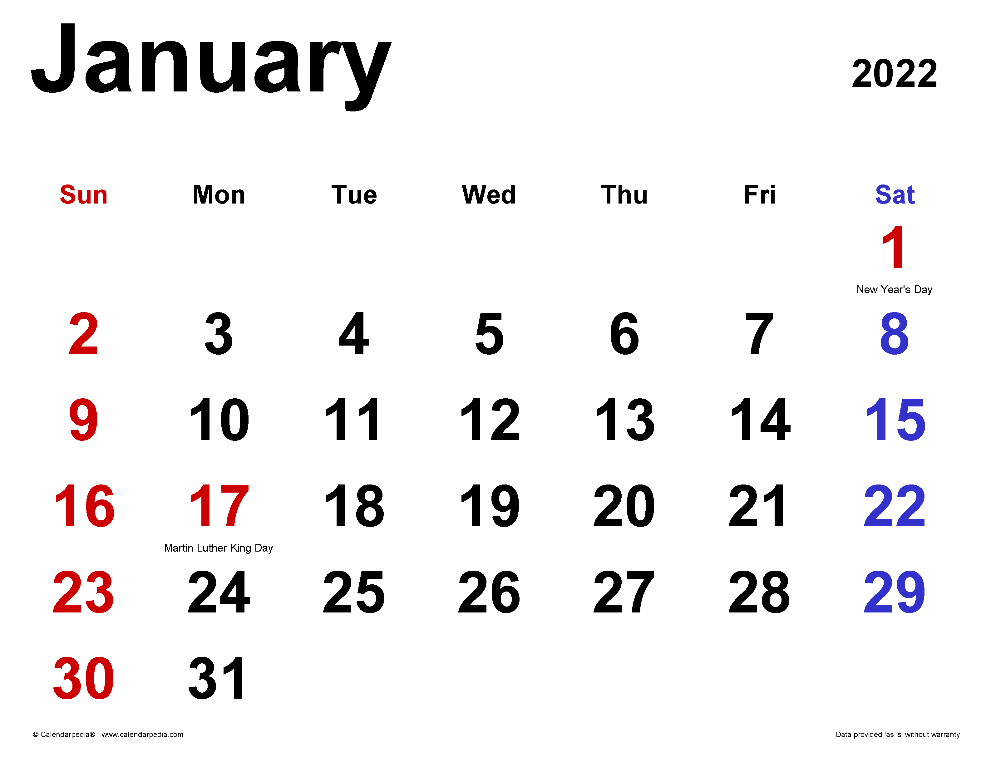 January 2022 Calendar Wallpaper