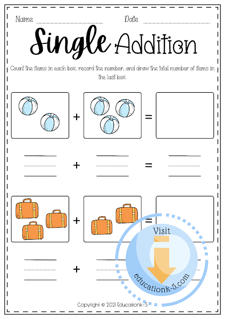 addition worksheets for preschool