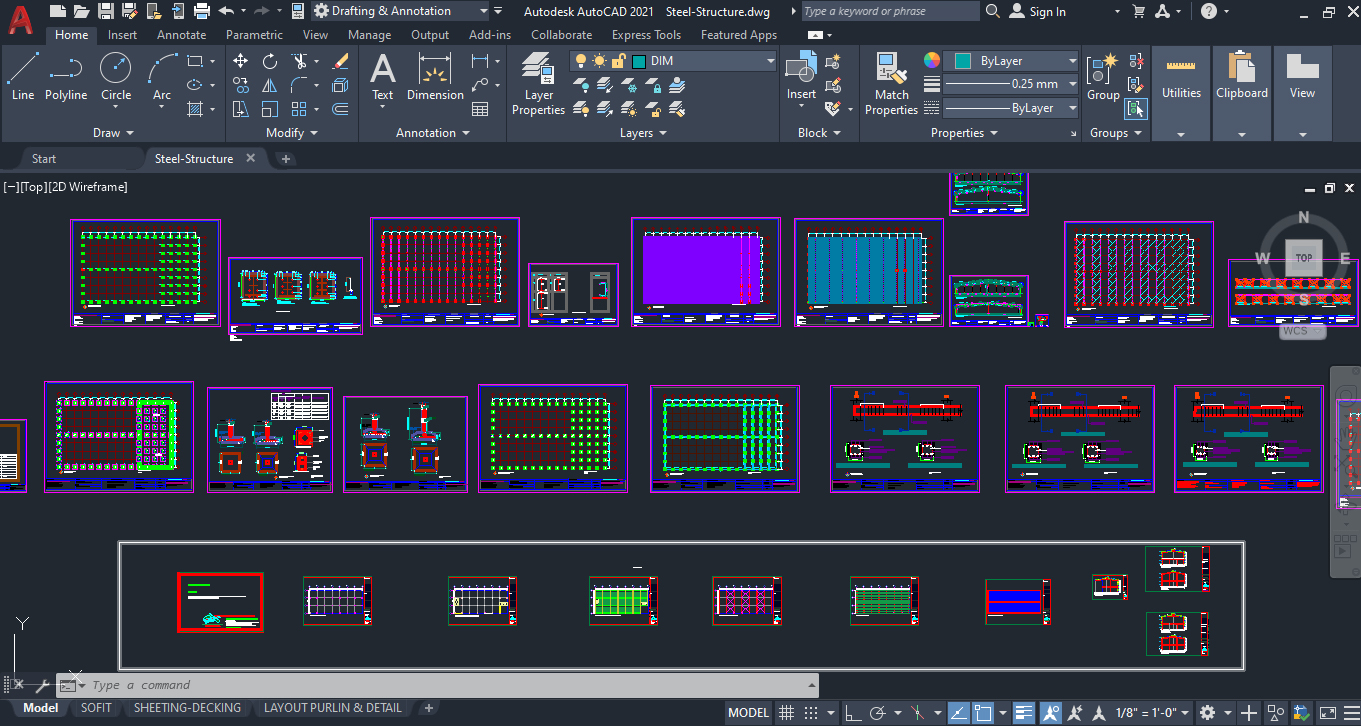 Steel Structure Design Drawing AutoCAD file A to Z details with Measurement Data 