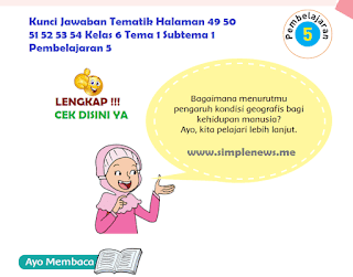 Kunci Jawaban Tematik Halaman 49 50 51 52 53 54 Kelas 6 Tema 1 Subtema 1 Pembelajaran 5 www.simplenews.me