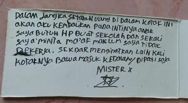 Mister X Curi Kotak Amal di Masjid dan Tinggalkan Surat: Anak Saya Butuh HP untuk Sekolah