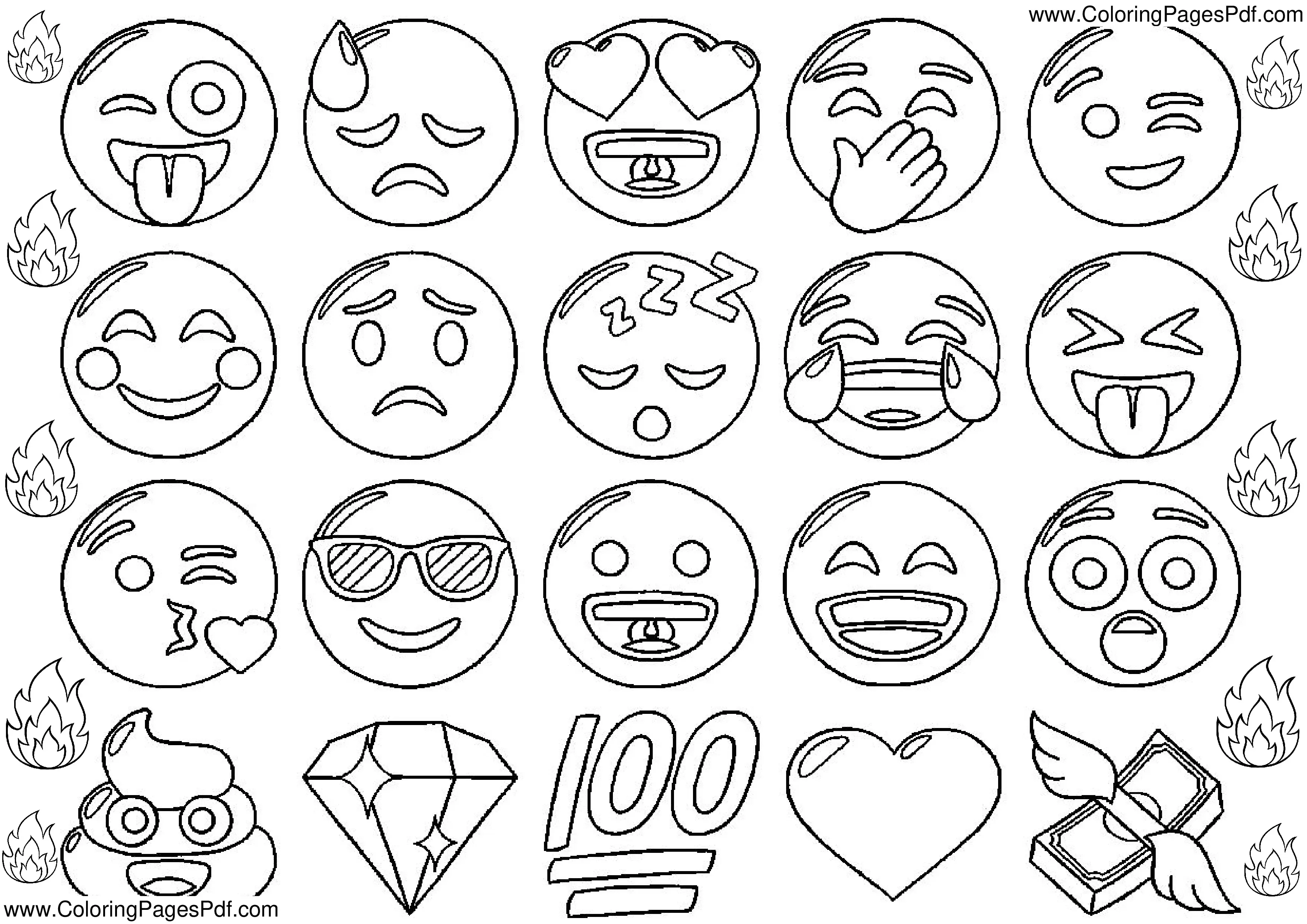 Emoji coloring pages for adults