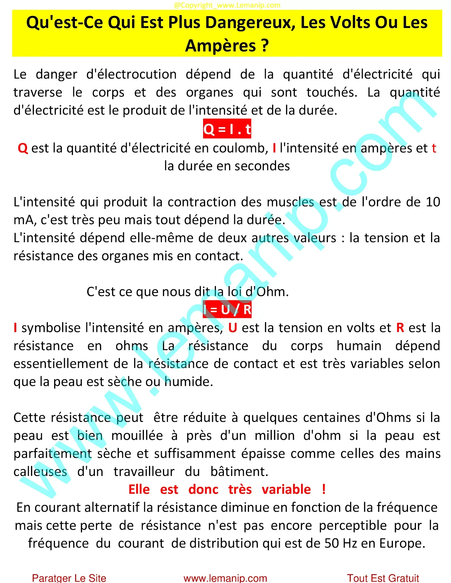 Qu'est-Ce Qui Est Plus Dangereux, Les Volts Ou Les Ampères ?