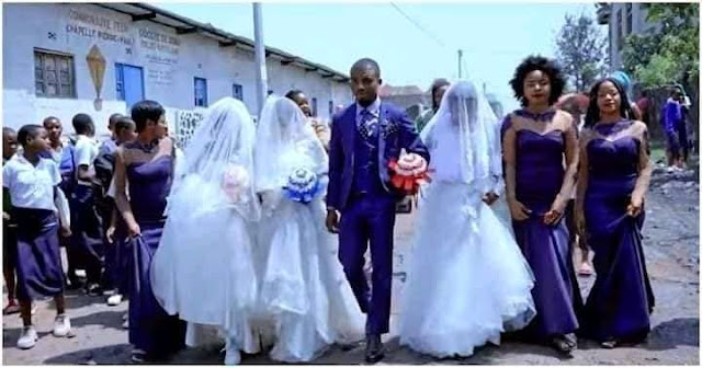 Congolese man marries identical triplets (Photos)