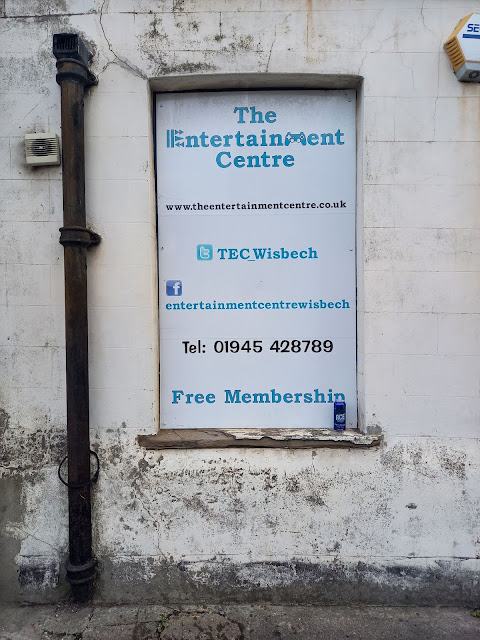 Sign for The Entertainment Centre in Wisbech - itself a lost shop and a former Blockbuster Video store