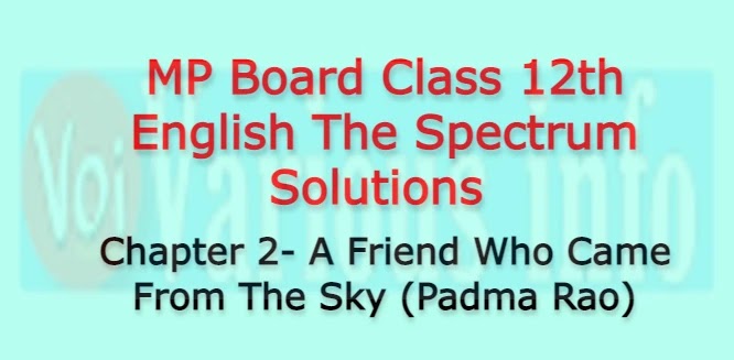 MP Board Class 12th English The Spectrum Solutions Chapter 2 A Friend Who Came From The Sky (Padma Rao)