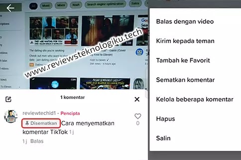 cara menyematkan komentar di tiktok