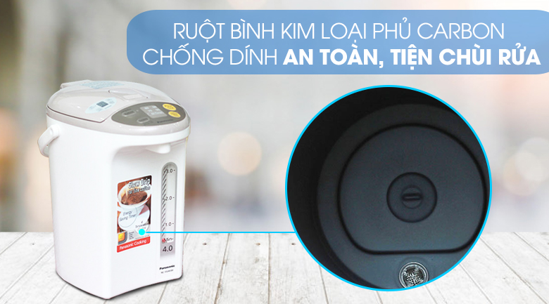 Ruột bình phủ carbon chống dính, an toàn cho sức khỏe, dễ dàng vệ sinh sau khi dùng