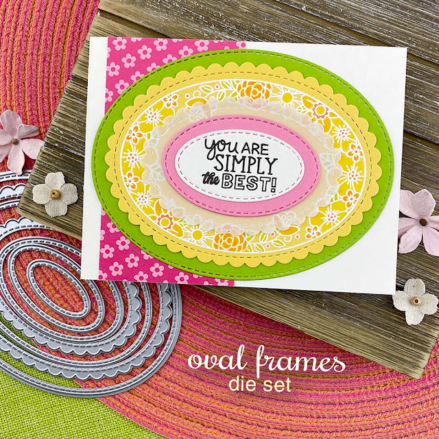 Simply the Best | Floral card by Jennifer Jackson | Best Mom Oval Stamp Set, Oval Frames Die Set and Springtime Paper Pad by Newton's Nook Designs