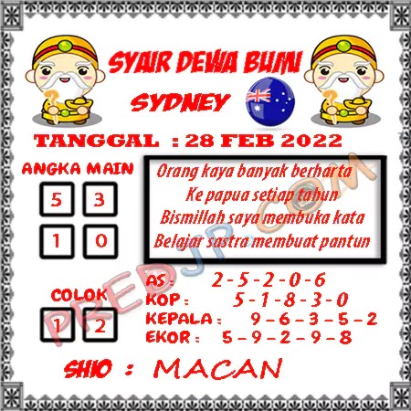 Prediksi Dewa Bumi Sdy Selasa 28-Feb-2023