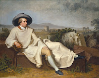 German poet Goethe in the Roman Campagna painting by Johann Heinrich Wilhelm Tischbein c.1787, related to the Last Supper.