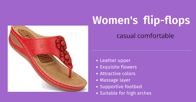 Women's dress comfortable plantar fasciitis flip flops with flowers
