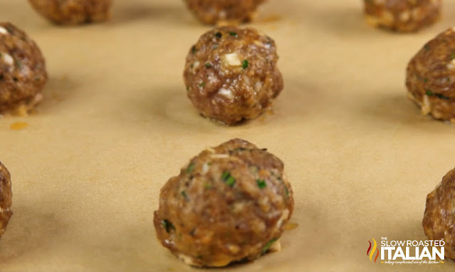 meatballs in oven baked on cookie sheet