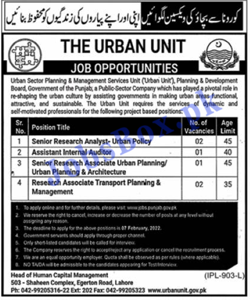 The Urban Unit Jobs 2022 in Pakistan