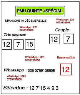 quinté+ Pronostic dimanche Paris-Turf TV-100 % 19/12/2021
