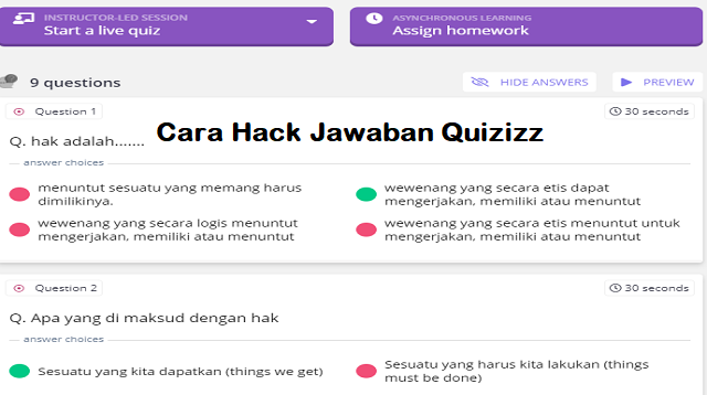 Cara Hack Jawaban Quizizz