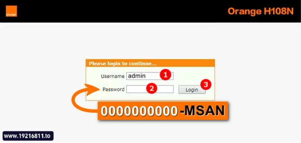 تسجيل الدخول باستخدام اسم المستخدم وكلمة المرور للراوتر اورنج