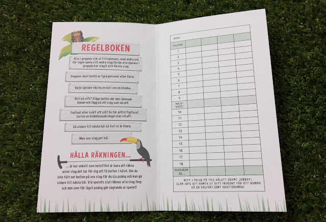 A scorecard from Paradise Adventure Golf at Täby Centrum in Sweden