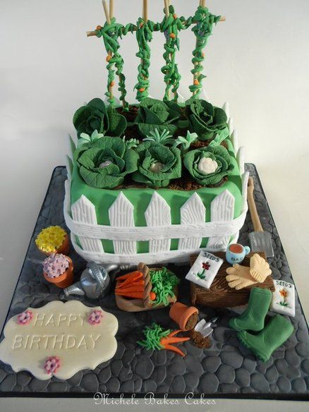 garden theme cake