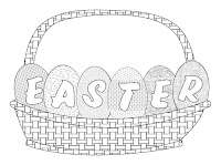 Easter printable coloring page- Basket with Easter eggs