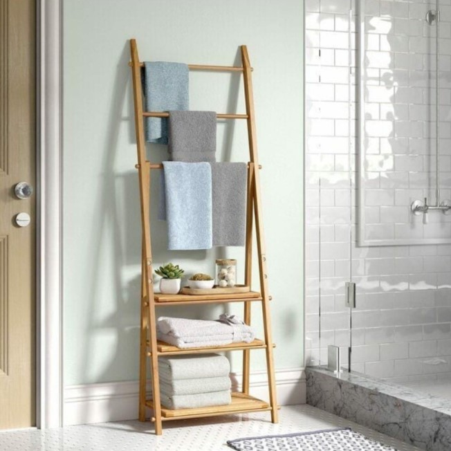 wooden towel ladders for bathrooms