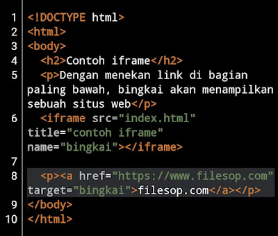 Contoh Program 5 : Link target iframe