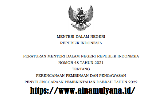 Permendagri Nomor 48 Tahun 2021 Tentang Perencanaan Pembinaan Dan Pengawasan Penyelenggaraan Pemerintahan Daerah (Pemda) Tahun 2022