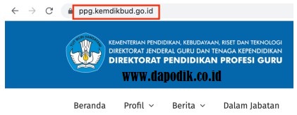 Buka Browser pada laptop dan akses laman ppg.kemdikbud.go.id