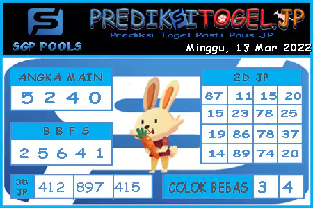 Prediksi Togel Singapura JP Minggu 13 Maret 2022