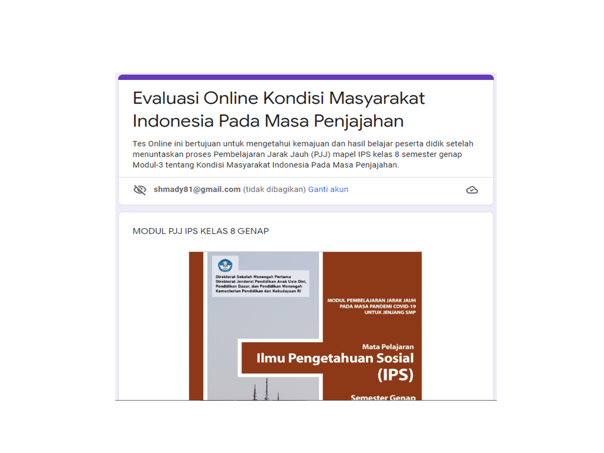 Evaluasi Online Kondisi Masyarakat Indonesia Pada Masa Penjajahan