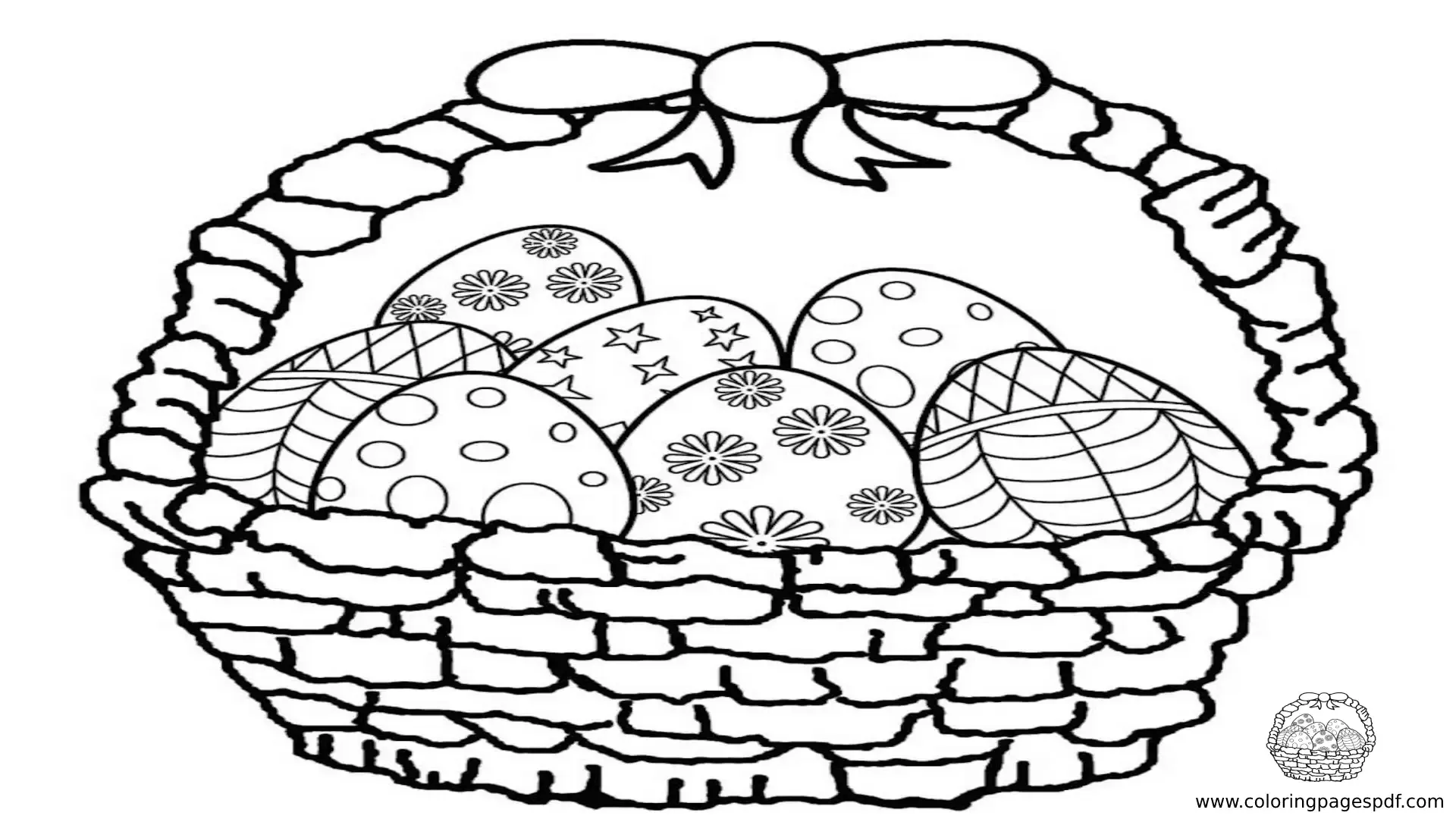 Coloring Pages Of Basket Full Of Decorated Easter Eggs