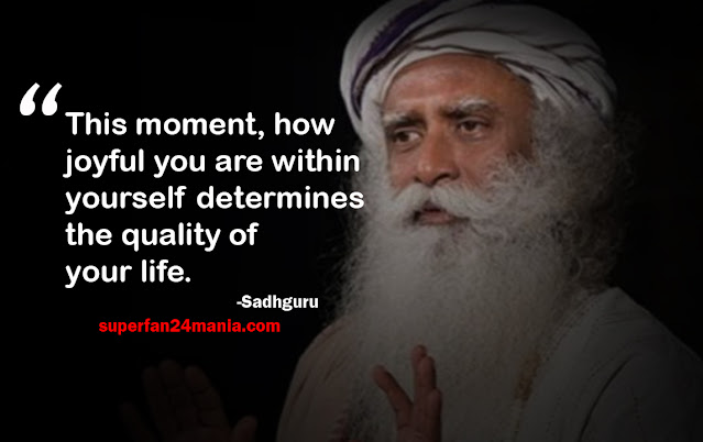 "This moment, how joyful you are within yourself determines the quality of your life."