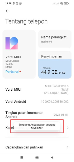 Opsi Debugging USB Pada Hp Xiaomi Redmi 9T