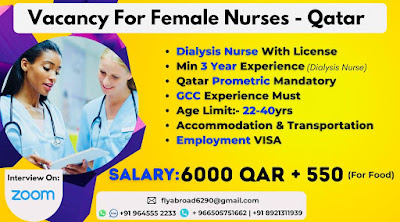 Urgently Required Female Nurses to Qatar