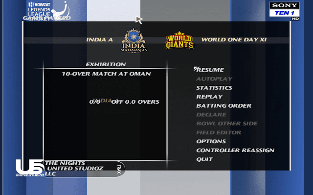 Legends League Cricket 2022 Overlay + Menu EA Sports Cricket 07