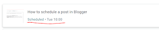 Scheduled status of a blog post