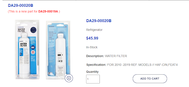 Water Filter:  DA29-00019A