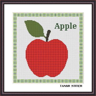 Apple kitchen cross stitch ornament pattern